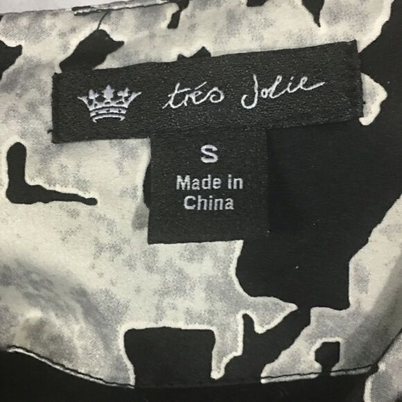 Small Treo Jolie gray black white zipper back crystal rhinestone scoop t… - Picture 6 of 6